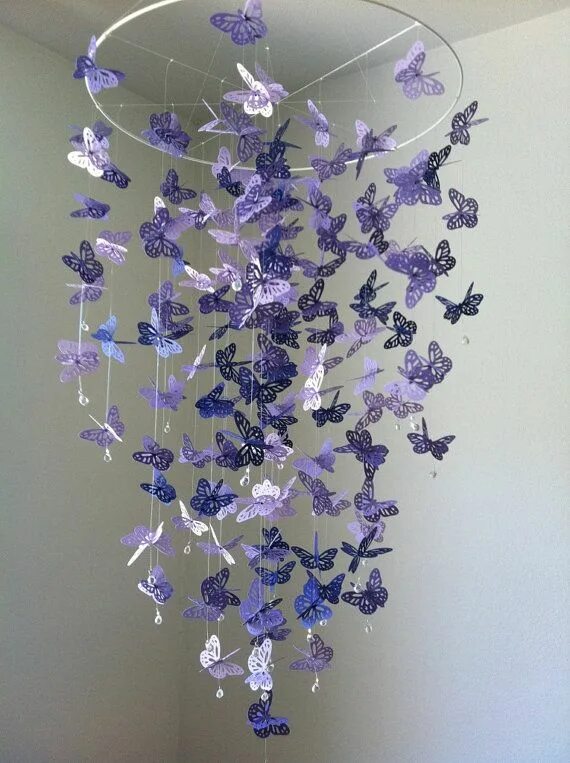 Потолочный декор своими руками Purple Monarch Butterfly Chandelier Mobile by DragonOnTheFly, $55.00 Sommerfugle