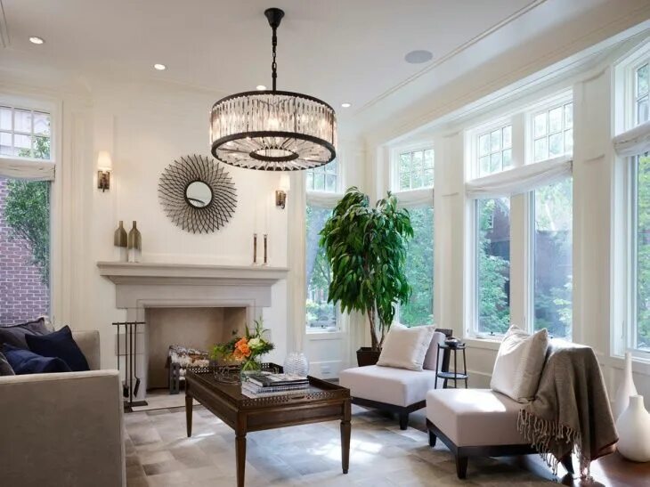 Потолочный интерьер фото 17+ Sunroom Lighting Designs, Ideas Chandelier in living room, Beautiful living 