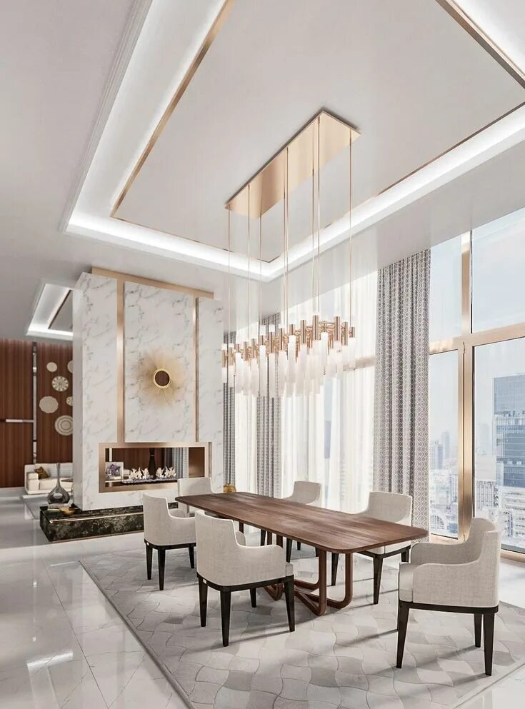 Потолок 2024 тренды дизайн Ar-deco interior on Behance Dining room design modern, Luxury dining room, Ceili