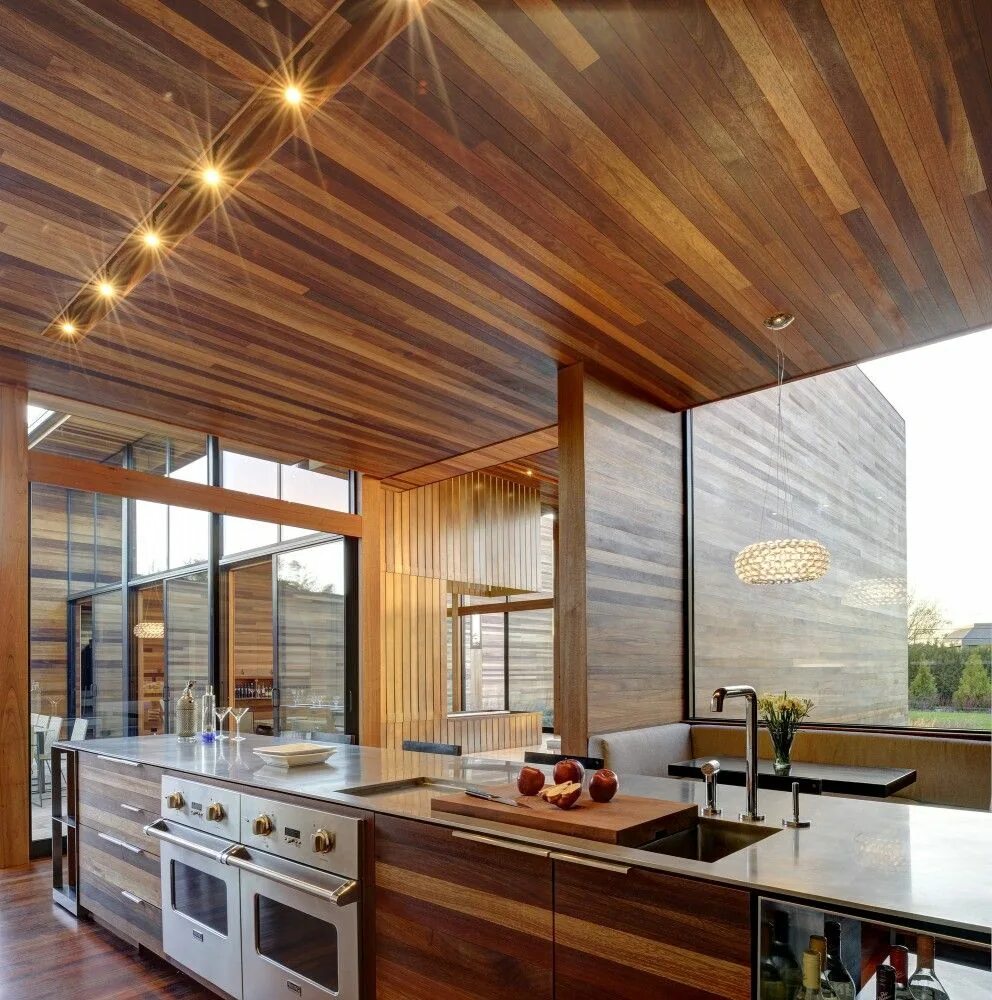 Потолок деревянный фото дизайн Gallery of Sam's Creek / Bates Masi Architects - 8 Kitchen ceiling design, Conte