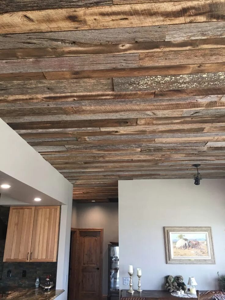 Потолок из досок фото Reclaimed wood home remodel. Barn wood ceiling, Wood ceilings, Reclaimed wood ce