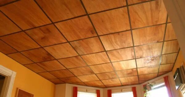 Потолок из фанеры в деревянном доме фото wood panel ceiling tiles - Google Search Dropped ceiling, Basement ceiling, Ceil