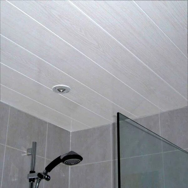 Потолок из пластиковых панелей фото Belmont White Ash 2.7m Ceiling Panels from The Bathroom Marquee Bathroom ceiling