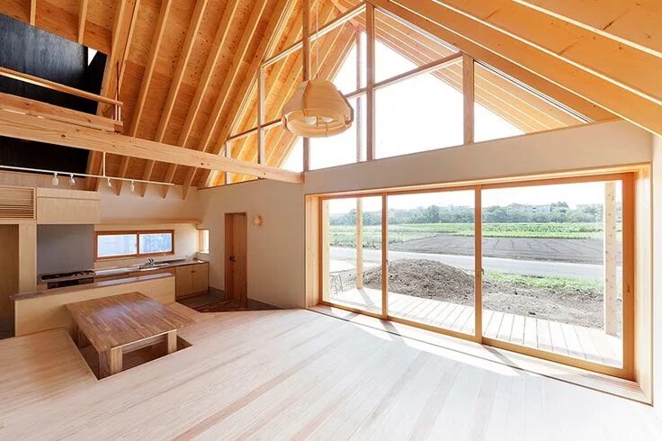 Потолок каркасного дома фото tailored design lab crafts a gabled timber home in japan's saitama prefecture Ho