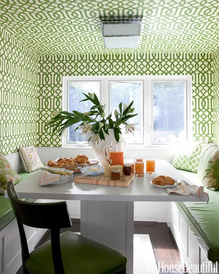 Потолок кухни обои фото 7 Genius Ways to Use Wallpaper Trellis wallpaper, Wallpaper decor, Nook furnitur