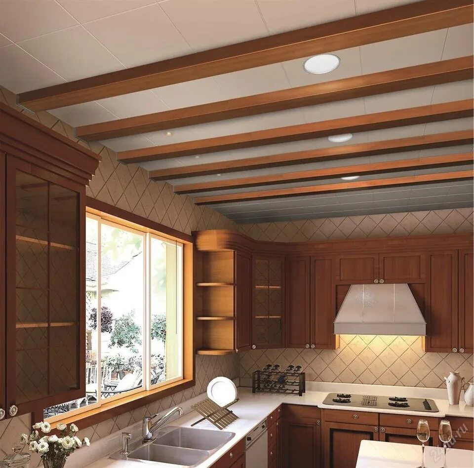 Потолок на даче варианты Kitchen ceiling design in a wooden house (48 Photos)