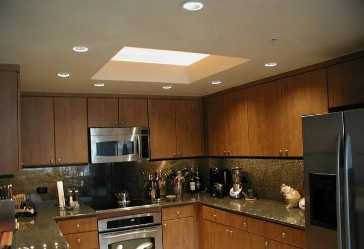 Потолок на кухне дизайн освещение Recessed Kitchen Lighting With Wooden Cabinets Good Kitchen Lighting Check more 