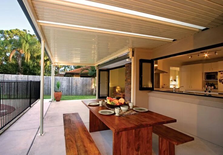 Потолок на террасе фото варианты отделки Flat roof patio - Stratco Outback Flat Roof Patio Patio design, Pergola, Patio