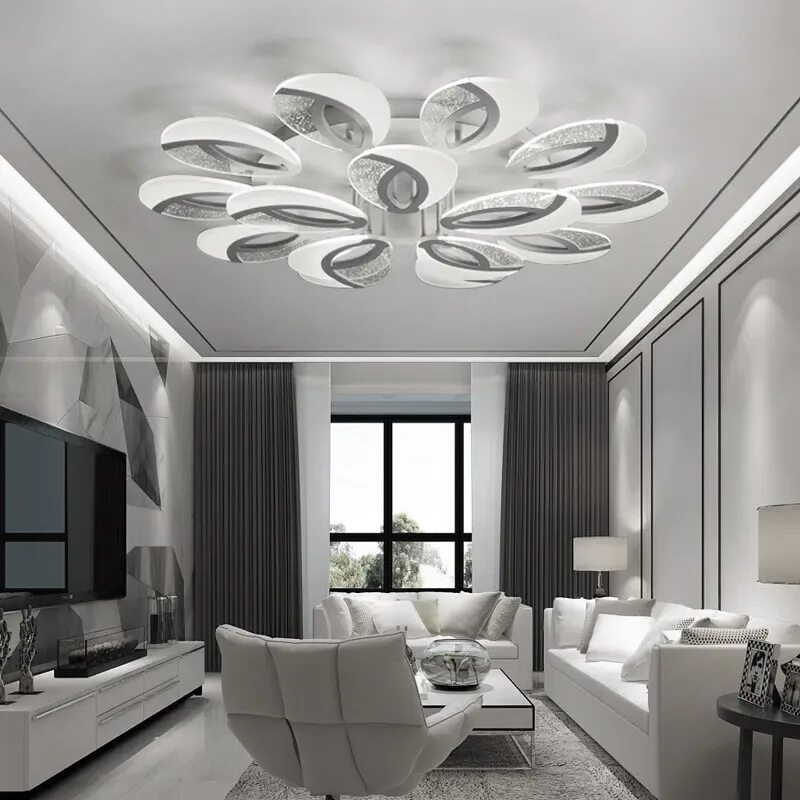 Потолок натяжной в зале дизайн 2024 LED living room ceiling lamps Modern luminaires home fixtures children bedroom C