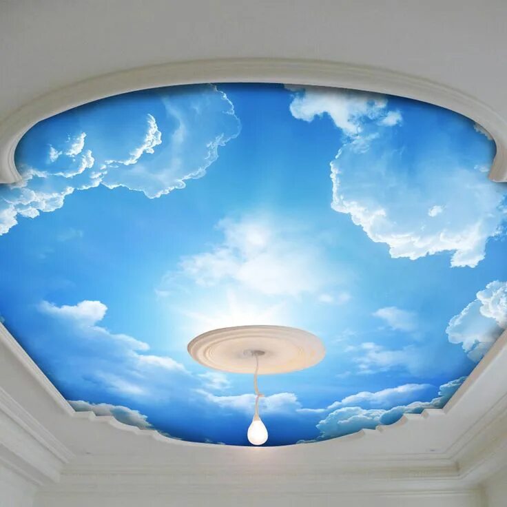 Потолок небо с облаками фото Aliexpress.com : Buy Blue Sky and white cloud Photo wallpaper Silk Wall Mural si