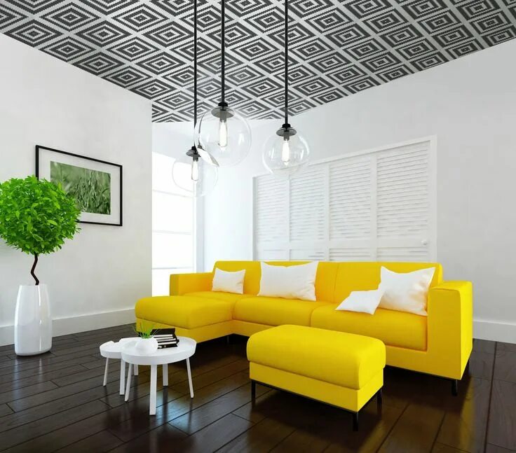 Потолок обоями в интерьер 5 ways to create a statement ceiling with wallpaper Modern rustic living room, I