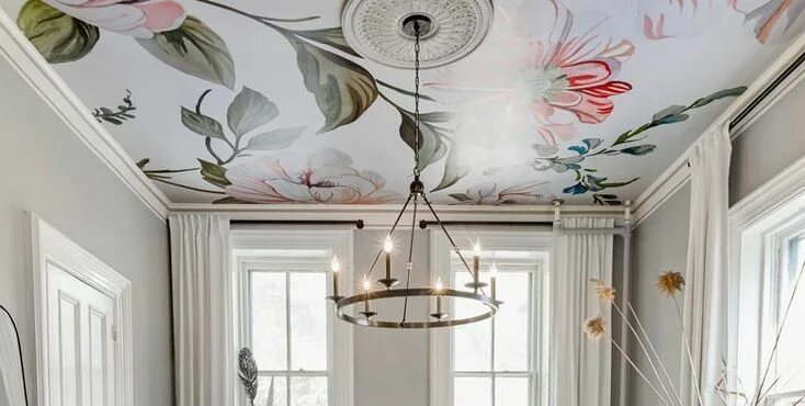 Потолок обоями в интерьер We're Obsessed with This Wallpapered Ceiling, and You Will Be, Too - House Beaut