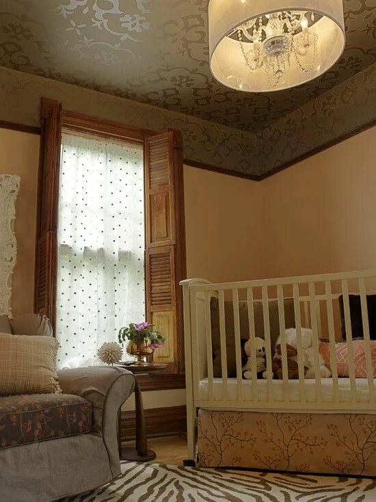 Потолок обоями в интерьер Wall Papered ceiling idea...Eclectic Design, Pictures, Remodel, Decor and Ideas 