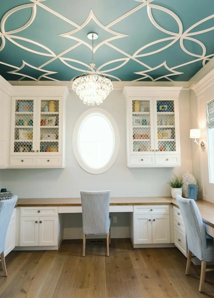 Потолок оформление идеи фото 20 Breathtakingly Gorgeous Ceiling Paint Colors and One That Isn't Home office d