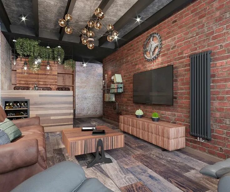 Потолок под лофт стиль Лофт потолок Industrial interior design, Brick living room, Loft apartment indus