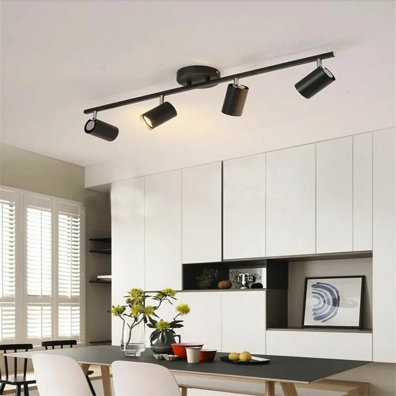 Потолок с трековыми светильниками фото Black White Ceiling Lamp Lighting Angle adjustable Spotlights GU10 Spot Lights B