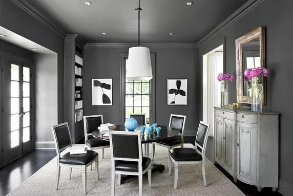 Потолок серого цвета в интерьере Image result for charcoal ceiling Dining room design, Dining room colors, Grey d