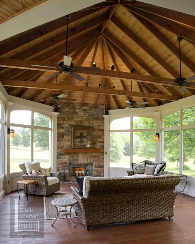 Потолок в беседке своими руками Open Porch ceiling outdoor fireplace Brentwood TN Nashville Traditional porch, H