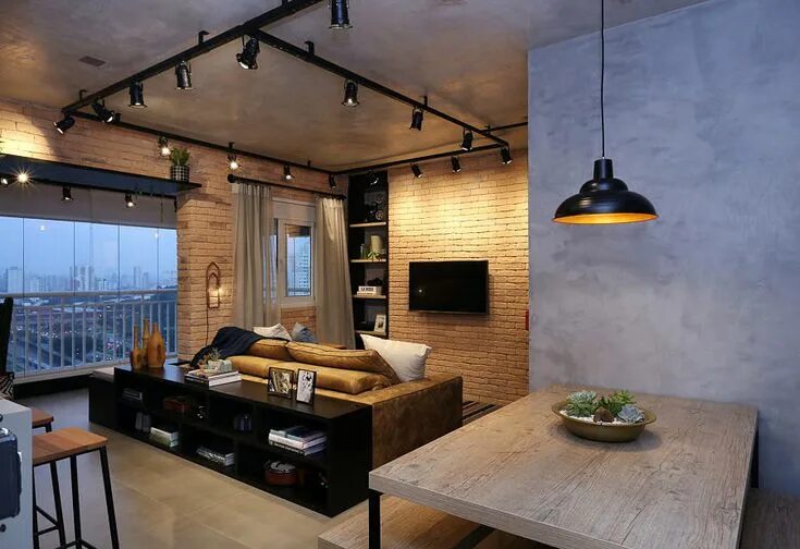 Loft - brick interior Дизайн потолка, Квартира в стиле лофт, Кирпичный интерьер