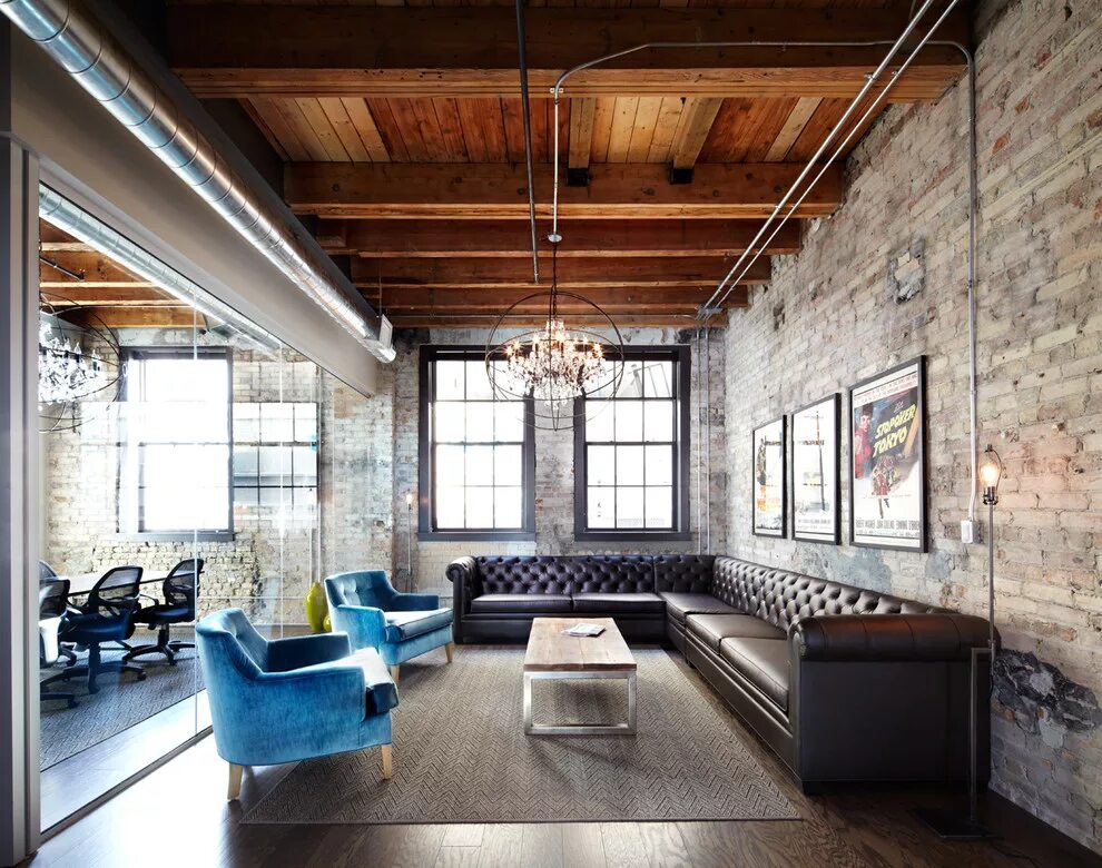 Потолок в стиле лофт Industrial Living Room - Лофт - Гостиная - Даллас Houzz Россия