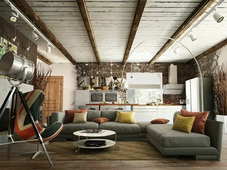 Потолок в стиле лофт своими руками Pin by Deleite Ru00FAstico on Lofts Loft interior design, Living room loft, Mod