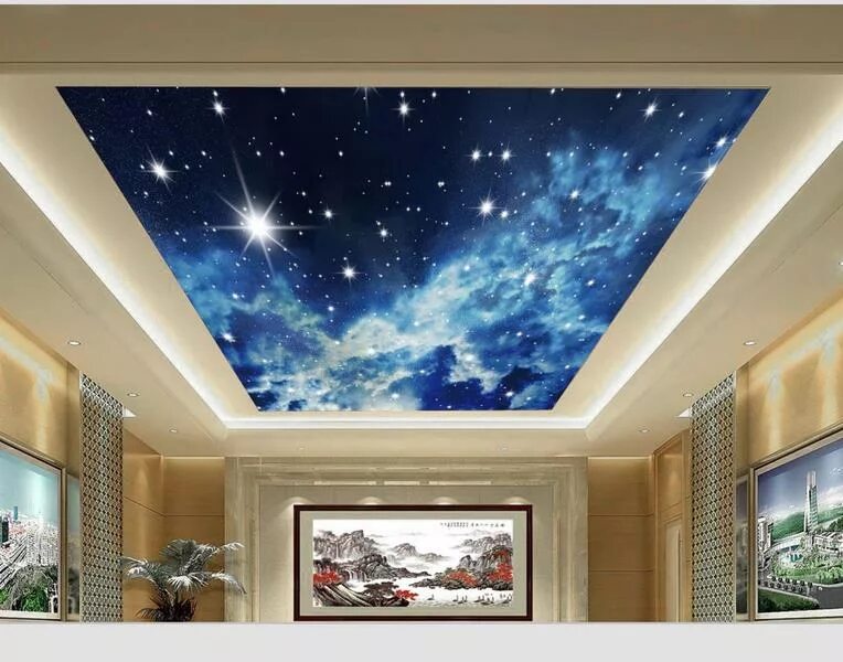 Потолок звездное небо фото Custom photo wallpaper 3D stereoscopic Star Ceiling 3d wallpaper modern for livi