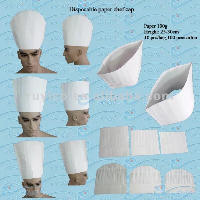 Поварской колпак своими руками выкройки besteedbaar nonwoven pp geplooide chef cap/keuken hoed voor het koken-indressing