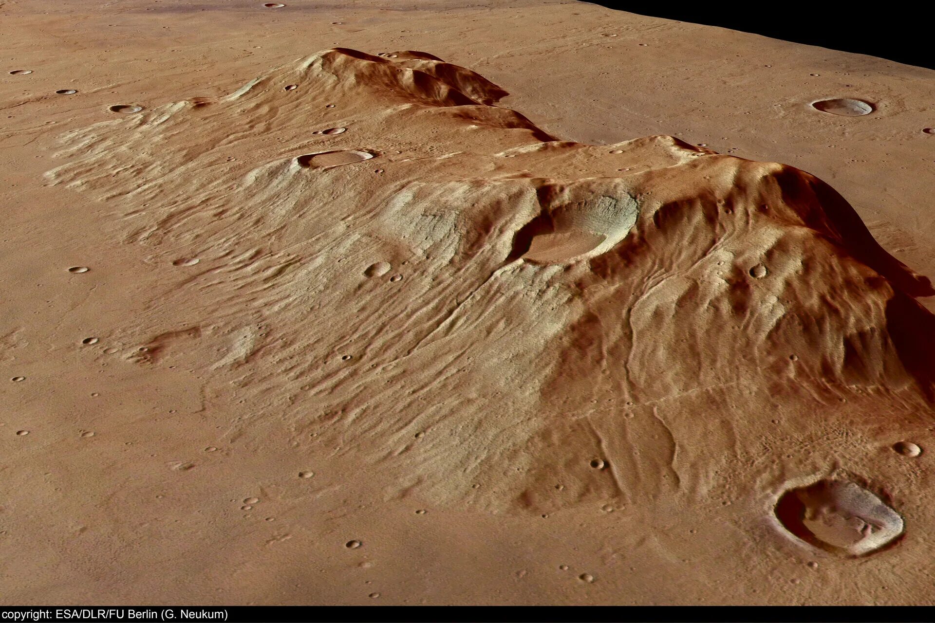 Поверхность марса фото высокого разрешения ESA - Ausonia Mensa remnant massif