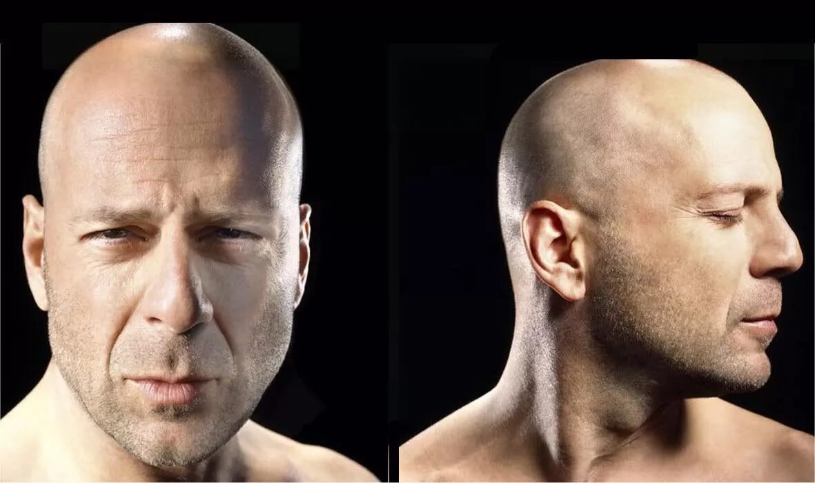 Повернутое лицо фото Bruce Willis Profile Shot * /r/photoshopbattles Human face, Life drawing referen