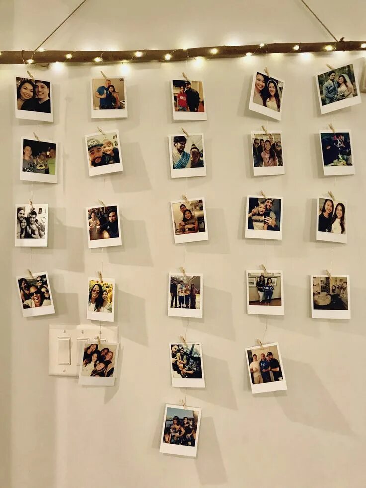 Повесить фото на стену без рамок DIY Polaroid Wall Branch