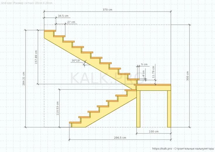 Поворотная лестница на второй этаж чертеж 3D U-shaped staircase calculator (Half Landing 180 ° turn), Switchback stairs U 