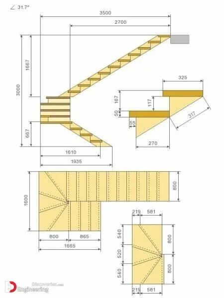 Поворотная лестница на второй этаж чертеж A comprehensive Guide To detailing RCC Stair Detailing - Engineering Discoveries