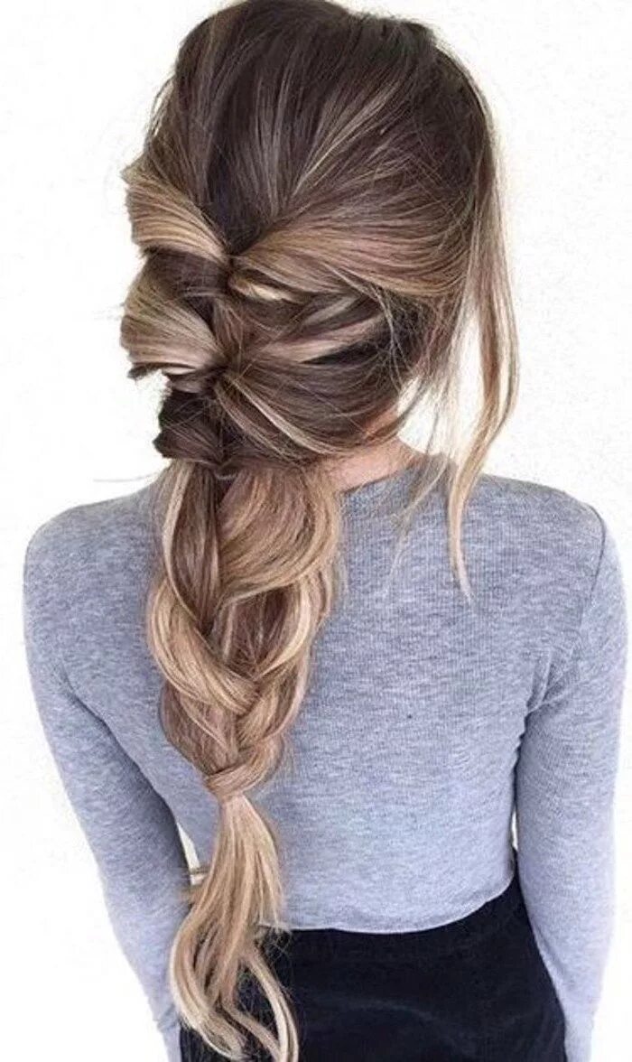 Повседневная прическа фото white-background-cornrow-braid-hairstyles-brown-hair-blonde-highlights-grey-top 