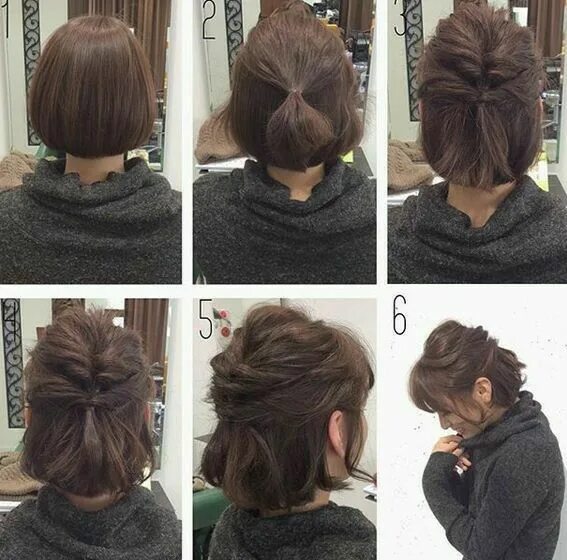 Повседневная прическа на каре Pin by Laura Rublee on Hair Short hair updo, Hairdos for short hair, Short hair 