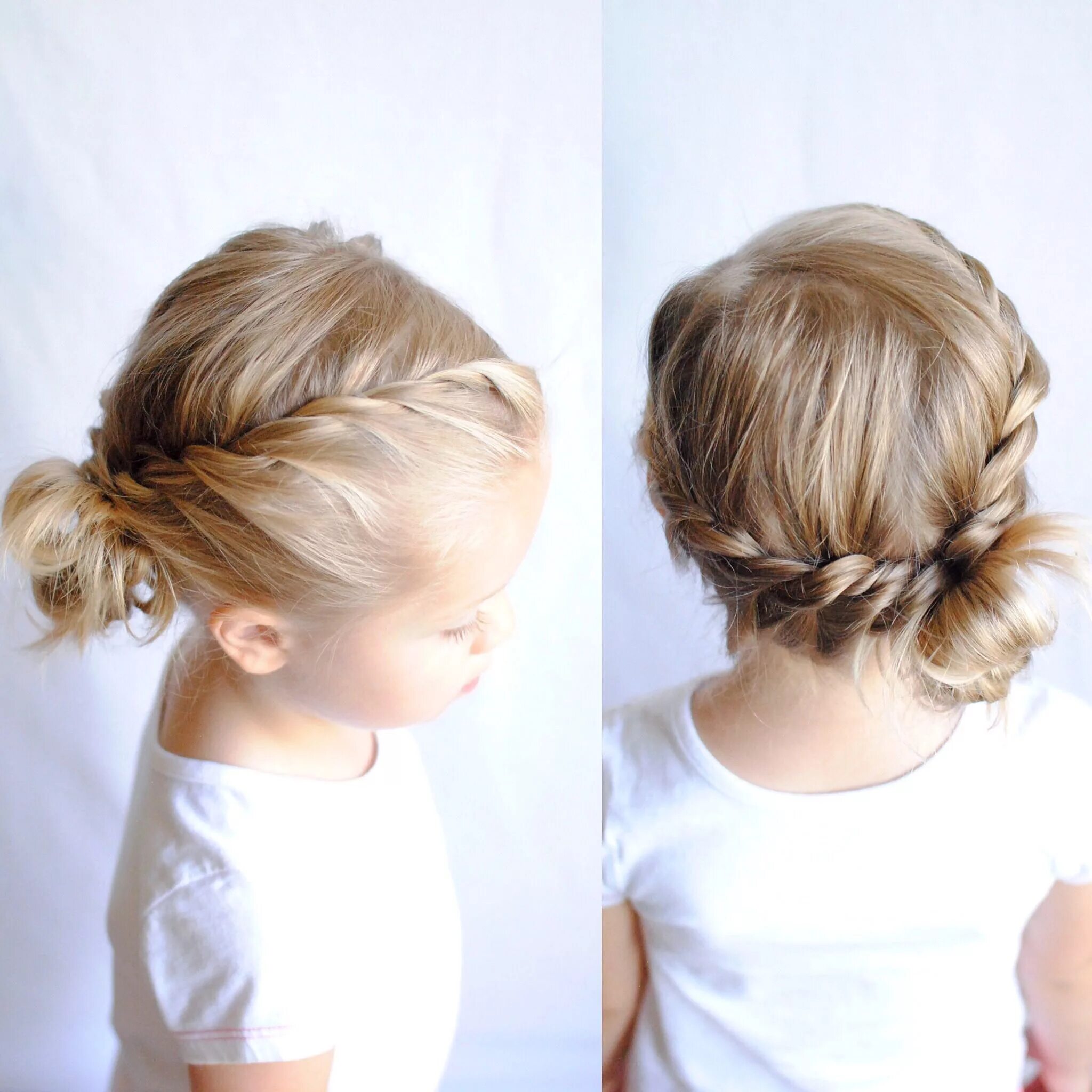 Повседневные прически для девочек Two twists into a side messy bun Baby hairstyles, Toddler hairstyles girl, Baby 