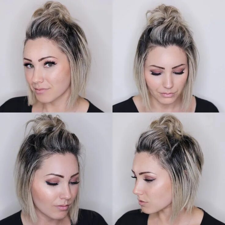 Повседневные прически на каре в домашних условиях top knot for short hair. short hairstyle. soft bob haircut Hair knot, Hair style