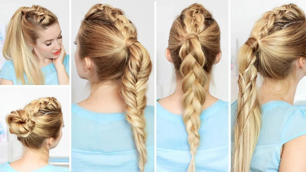 Повседневные прически в школу Easy back to school hairstyles with high ponytail ★ Cute everyday braids... High