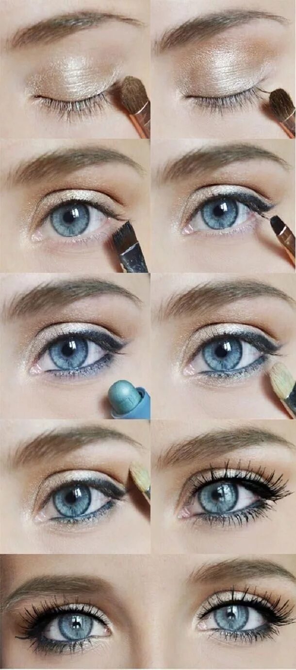 Повседневный макияж для голубых глаз пошагово 10 Eye Enlarging Makeup Tutorials Eye enlarging makeup, Subtle eye makeup, Roman