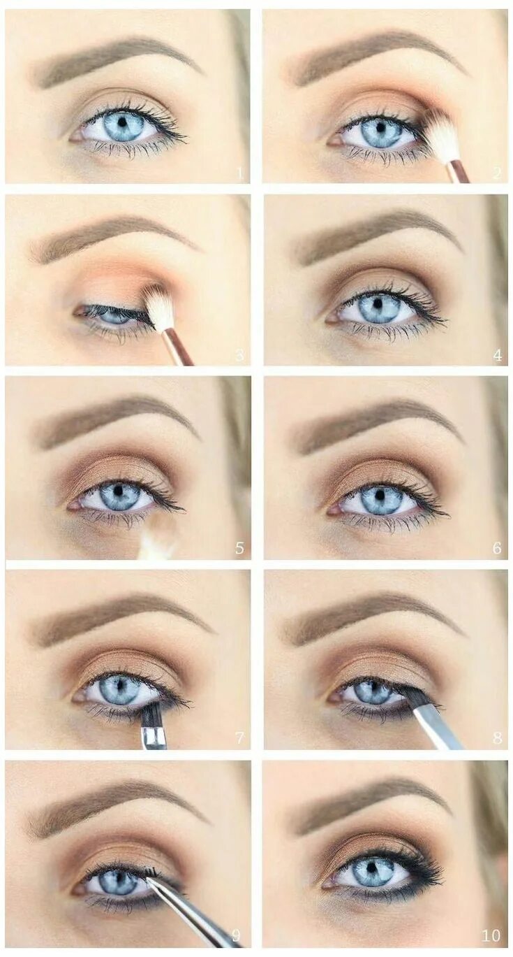 Повседневный макияж для голубых глаз пошагово Natural Eye Makeup For Blue Eyes Step By Step Blue eye makeup tutorial, Blue eye