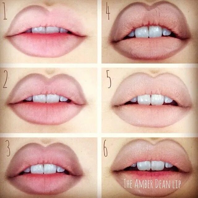 Повседневный макияж губы "1-2) Outline the lips using Stone lip pencil while over drawing the top lip int