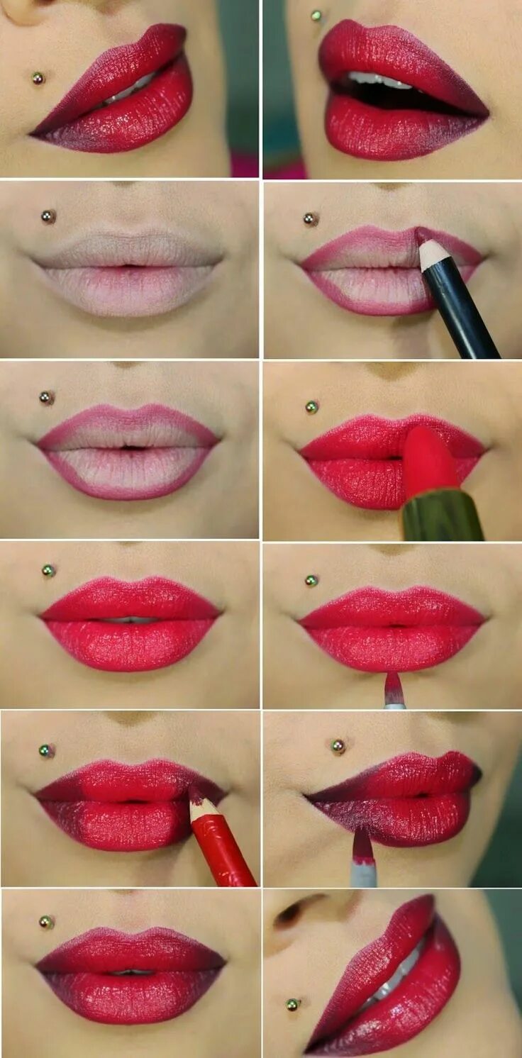 Повседневный макияж губы Lori Lewis (lorilewisods) Ombre lips tutorial, Lip makeup, Ombre lips