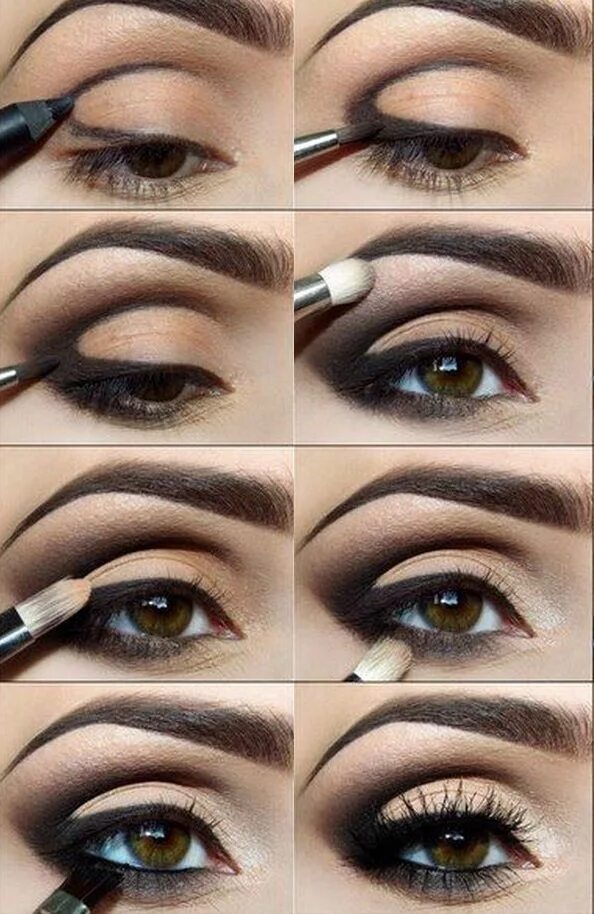 Повседневный макияж нависшее веко Яркие глаза Augen richtig schminken, Augen make-up tutorial, Lidschatten looks