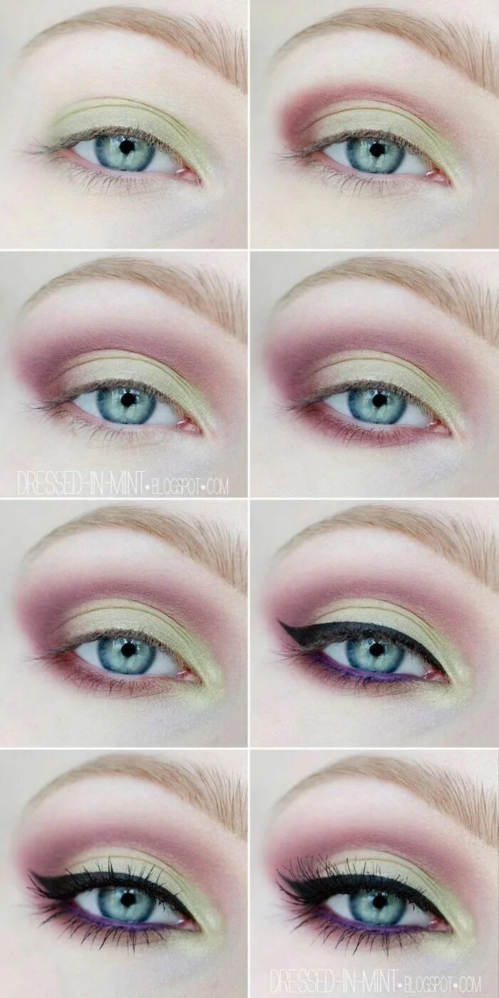 Повседневный макияж век Purlpe and lightest green gradient eye makeup tutorial Colorful eye makeup, Eye 