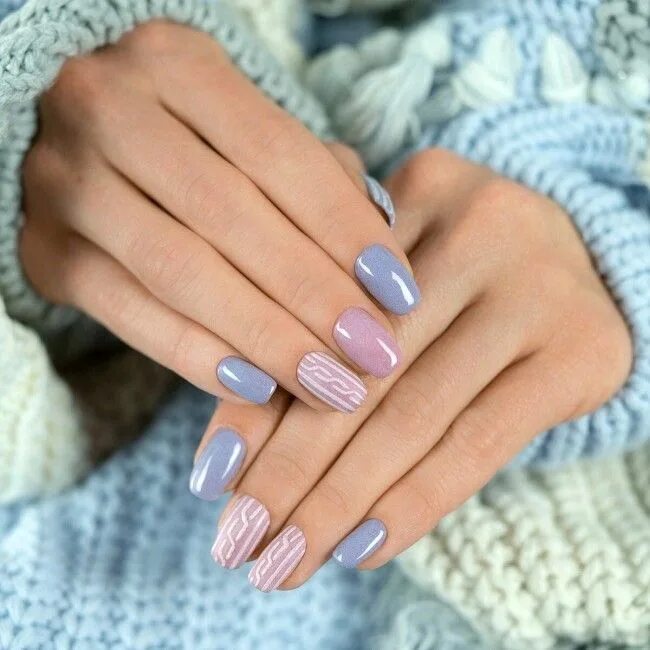 Повседневный маникюр фото Вязаный маникюр: ТОП-фото зимних рисунков 2020-2021 Sweater nails, Nails, Manicu