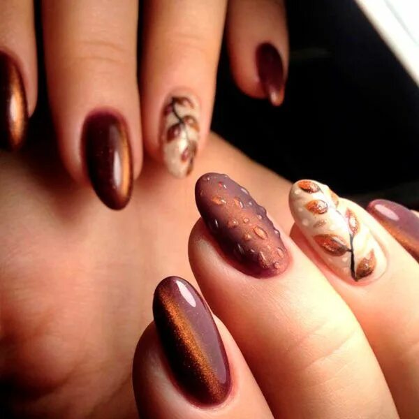 Повседневный маникюр осень 2024 Autumn manicure Almond nail art, Manicure, Fall nail art