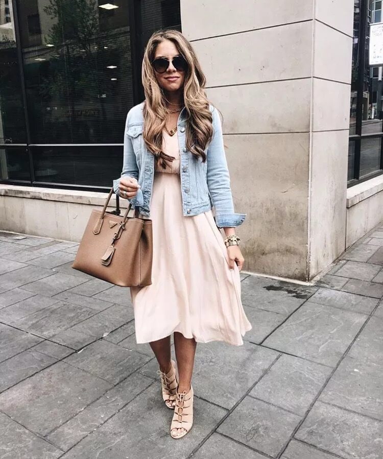 Повседневный модный стиль pink dress with jean jacket Hot Sale - OFF 68