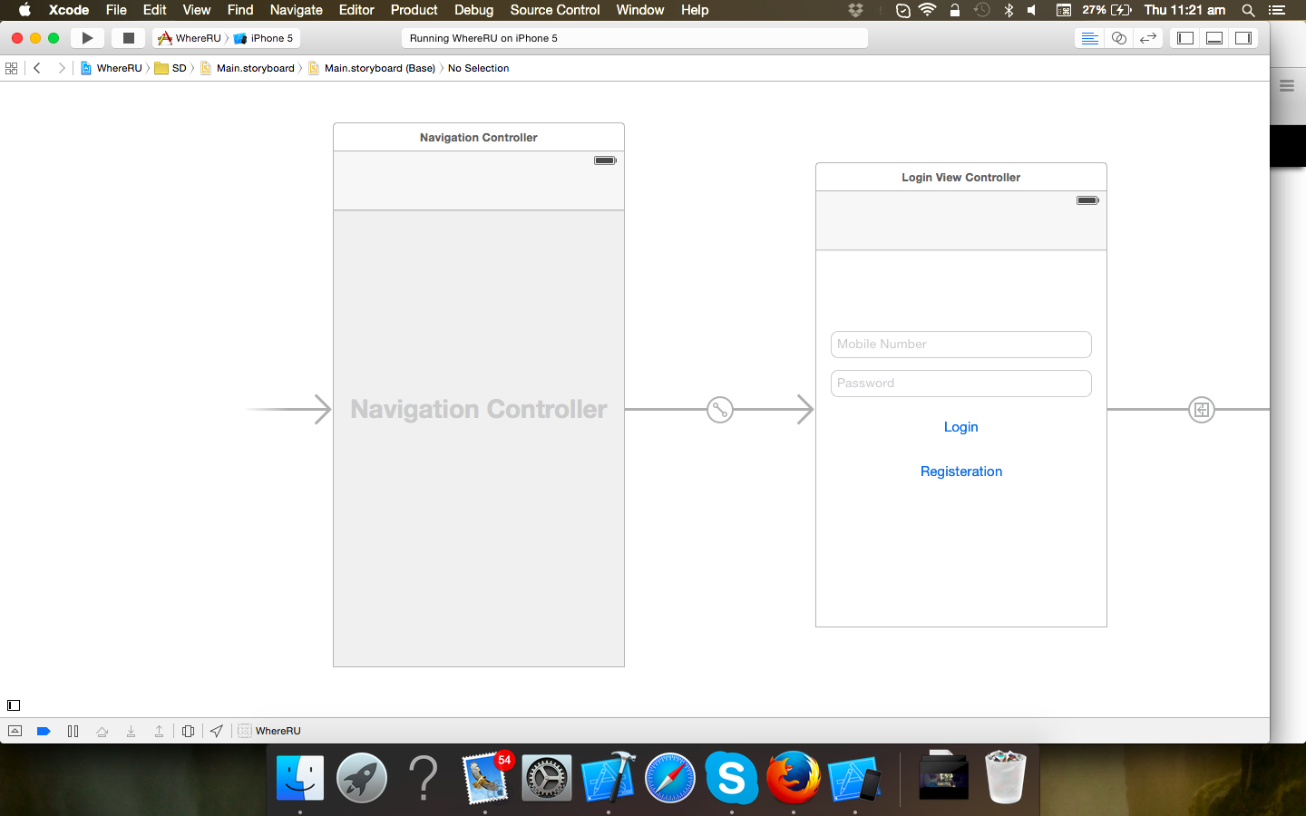 Повторите подключение вашего устройства ios - Navigate from UIViewController to UITabbarController and than Tabbar to An