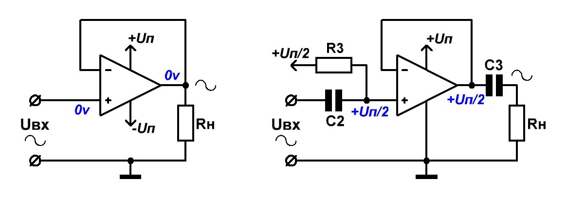 Повторитель на операционном усилителе схема Операционные усилители, схемы включения и расчёт параметров