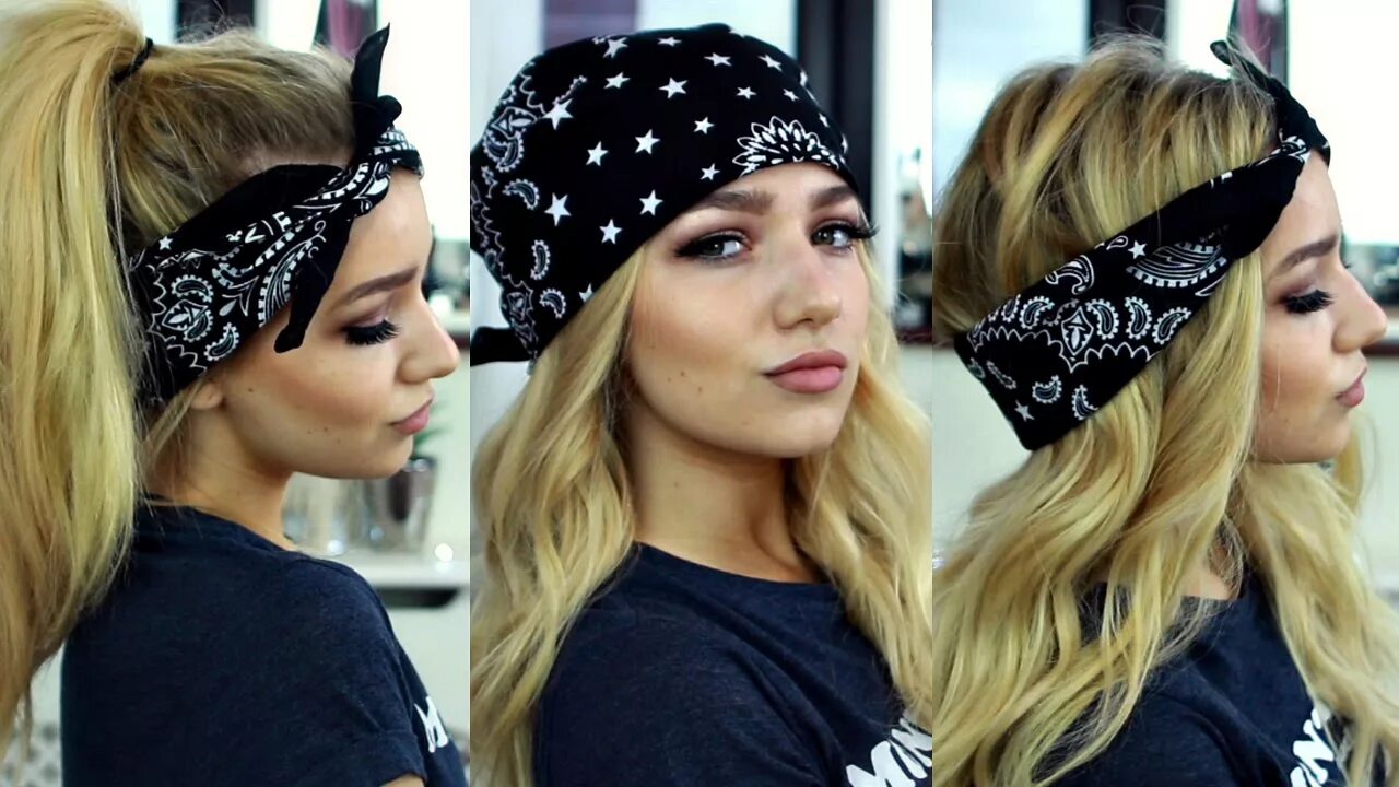 Повязка для волос женская для прически PIA MIA & KYLIE JENNER INSPIRED BANDANA HAIRSTYLES / HAIR TUTORIAL - YouTube