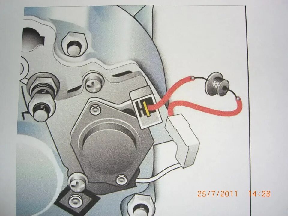 Повысить напряжение генератора диодом схема подключения Замена подшипников генератора, повышение напряжения БС - Lada 21099, 1,5 л, 1998